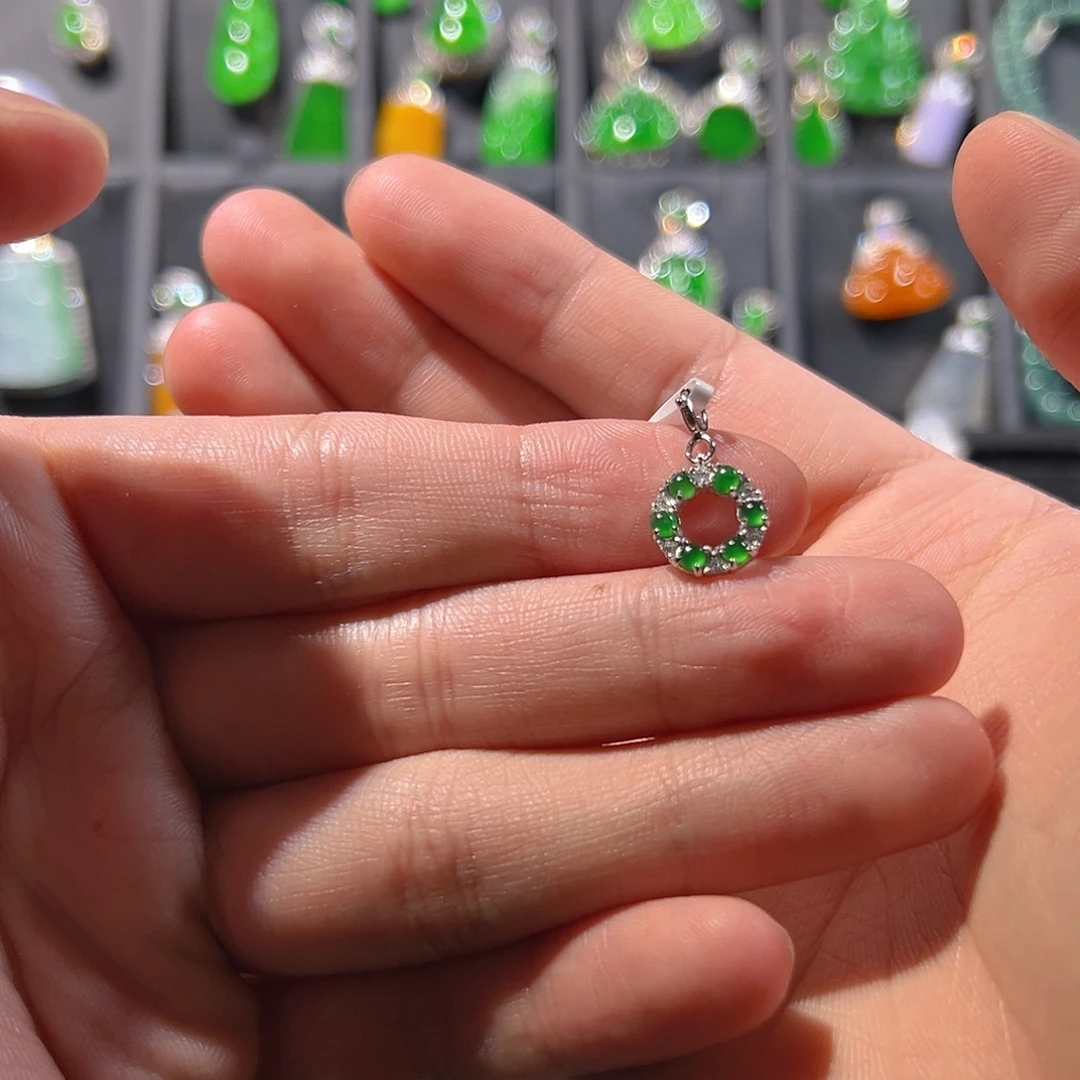 翡翠银S925镶嵌吊坠(不含链)吊坠