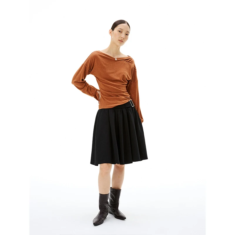 TDDP柔奢 兰精莱赛尔羊毛 长袖T恤女