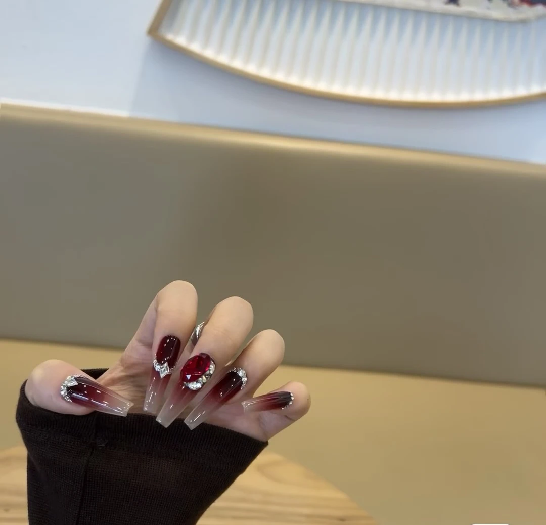 【水华朱】施华洛渐变穿戴式新年穿戴甲手工气质