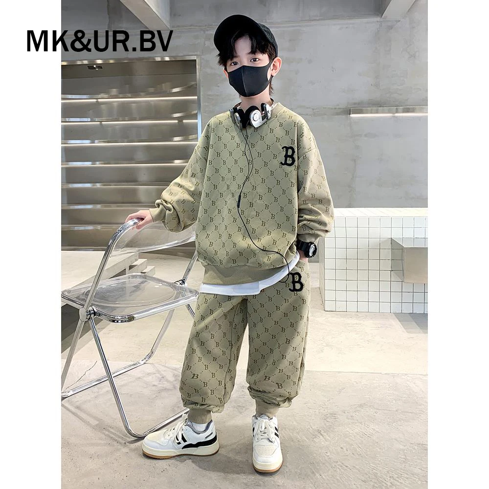 MK&UR.BV男童秋装套装2025新款洋气中大童运动男孩潮酷痞帅童装秋