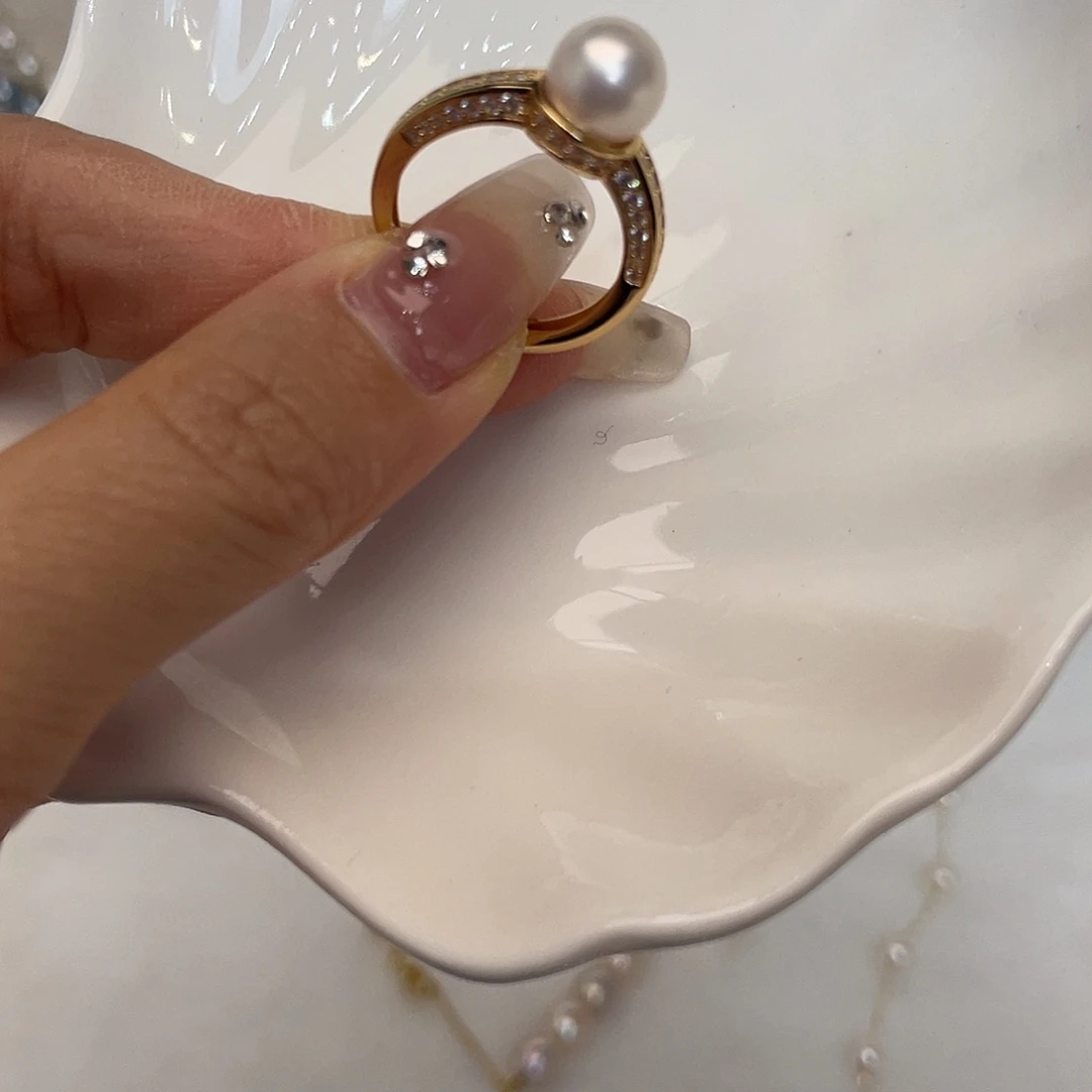 银S925镶嵌海水珍珠戒指