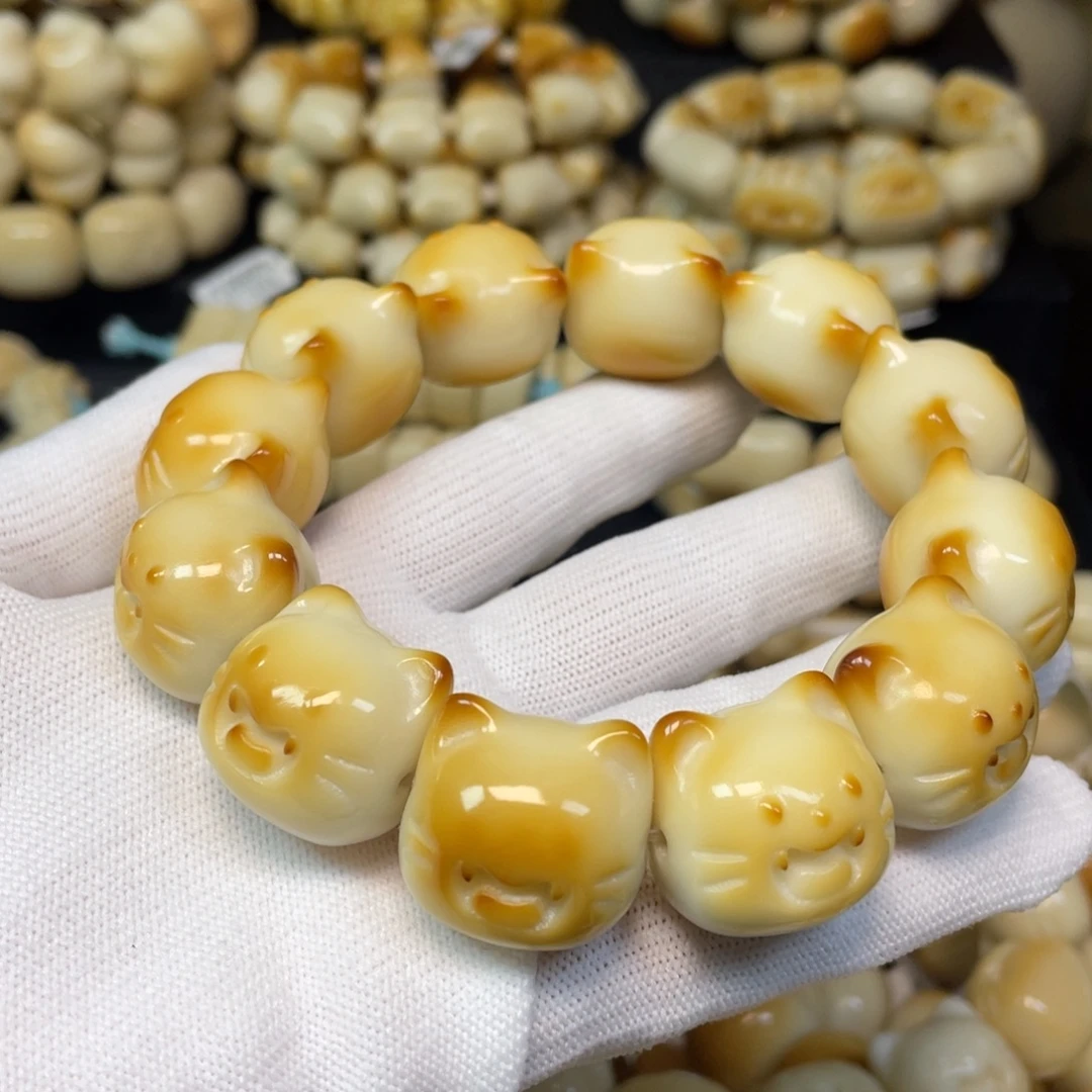 菩提根/象牙果手串118牙牙猫微瑕