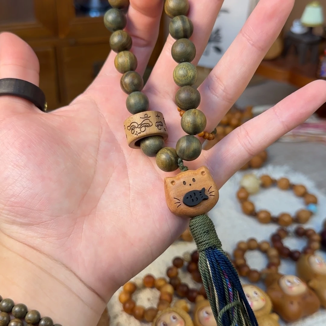 非洲檀香无事牌绿檀手持