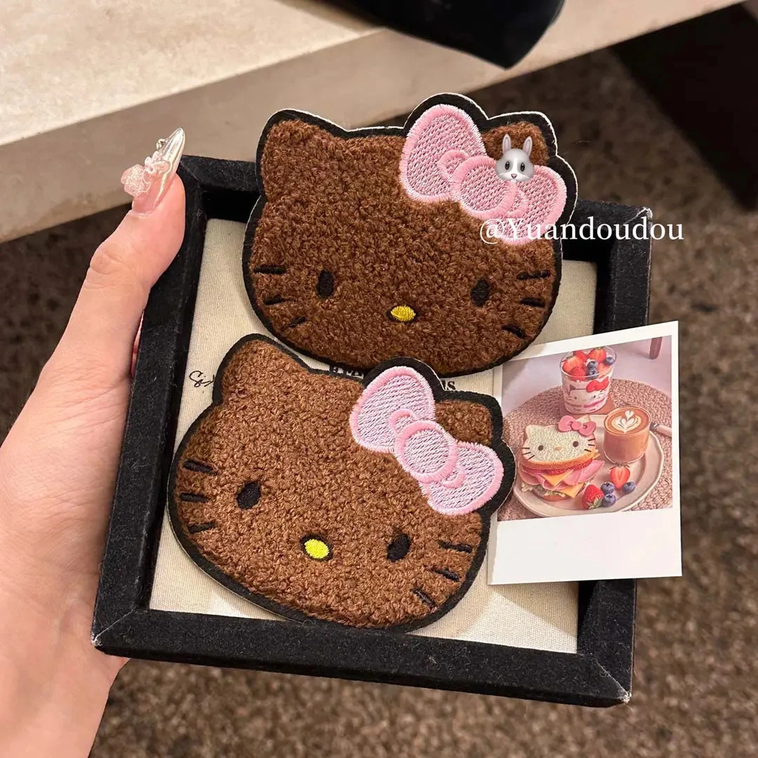 可爱刺绣黑皮KT!猫咪魔术贴发卡无痕刘海贴整理碎发神器发饰品