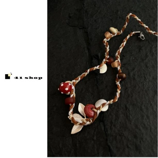 非金属布艺项链 A207尼泊尔手作彩绘立体串珠项链小众设计款项链
