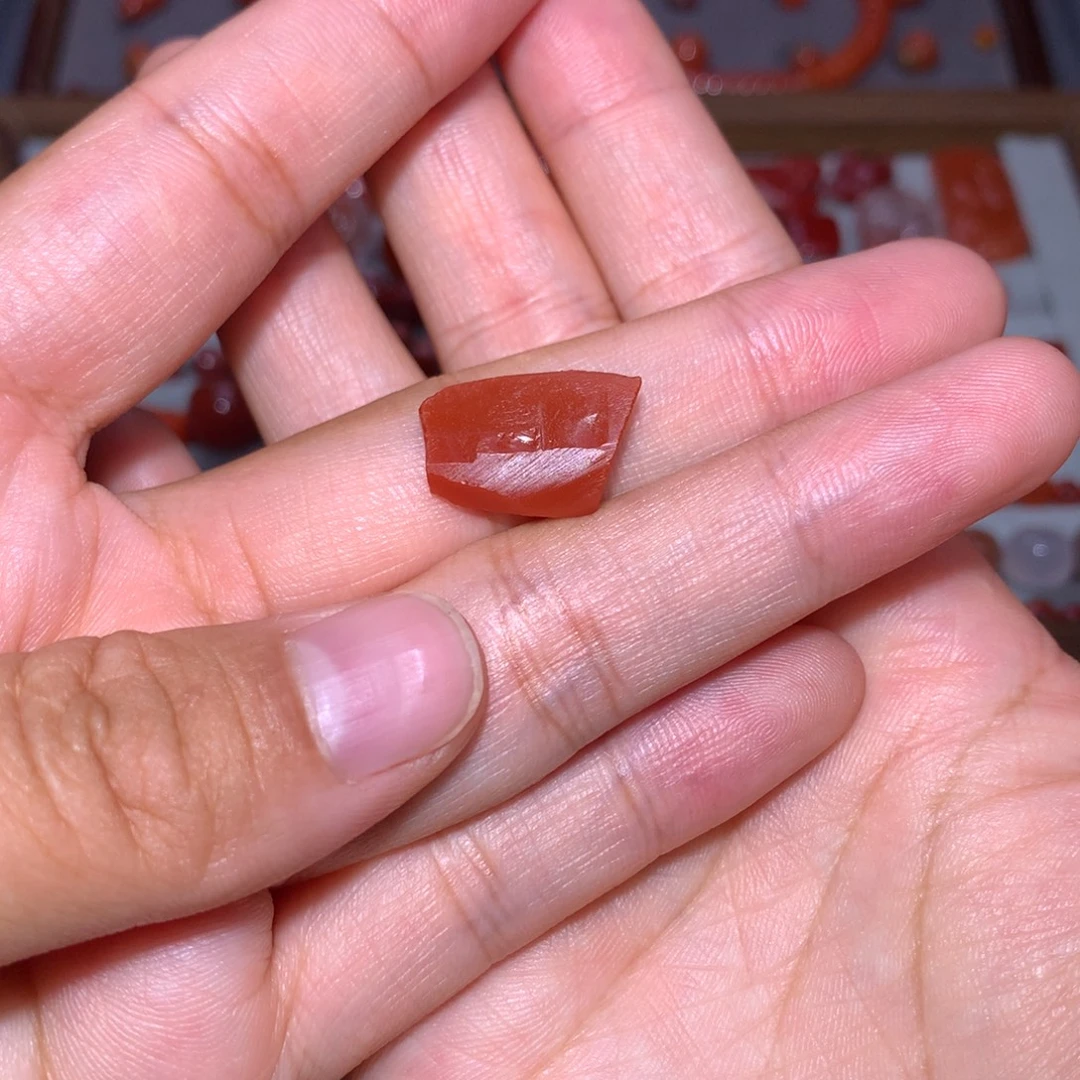 .***b南红玛瑙直切药片未镶嵌8×3.8