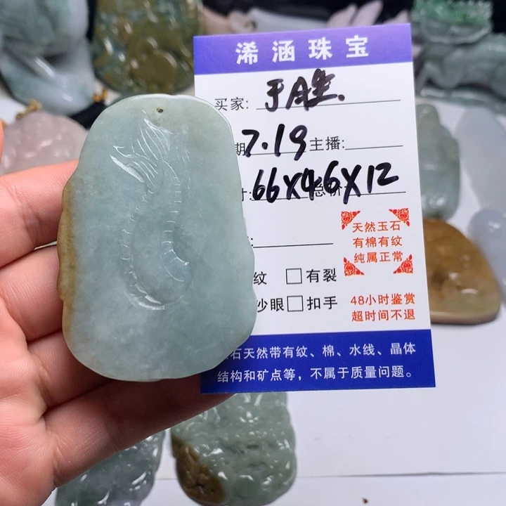 翡翠未镶嵌颈饰于*尾巴
