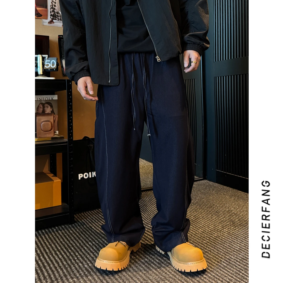 DF早春新款机能风【定制阳离子】高街宽松潮流弯刀裤休闲长裤男
