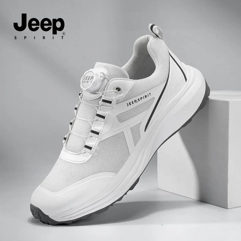 JEEPSPIRIT吉普男鞋夏季透气网面小白老爹运动休闲鞋免系带一脚蹬