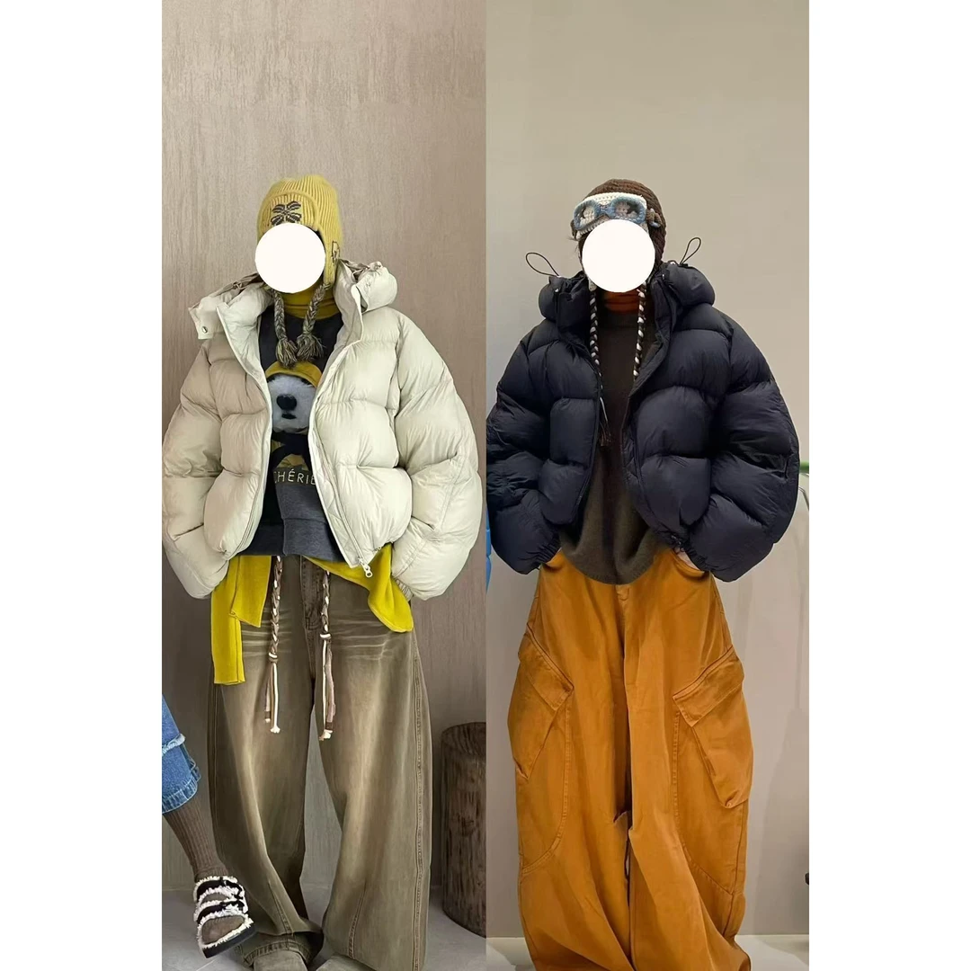 25706#泡芙连帽面包羽绒服90绒 FL