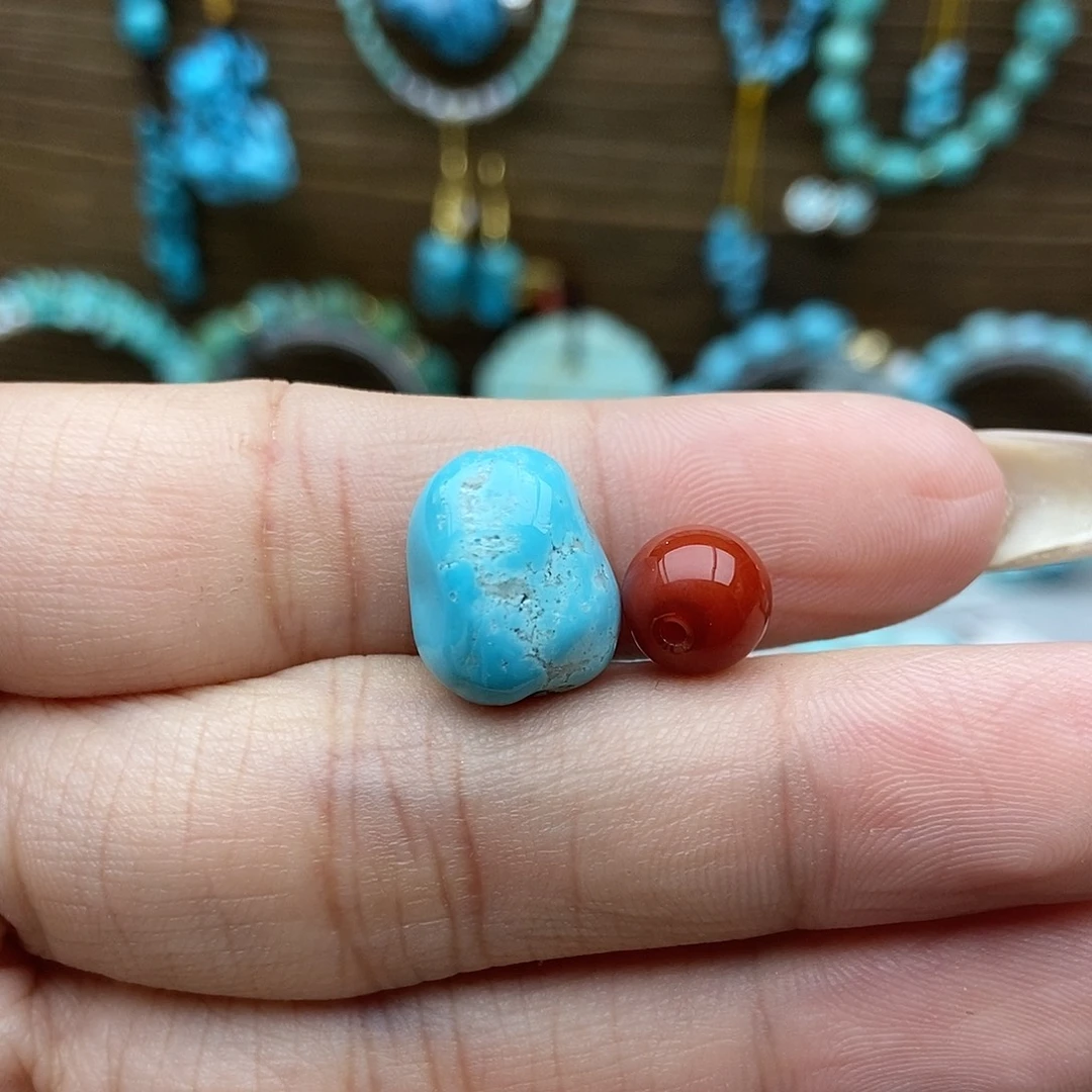 南红玛瑙未镶嵌蓝豆子