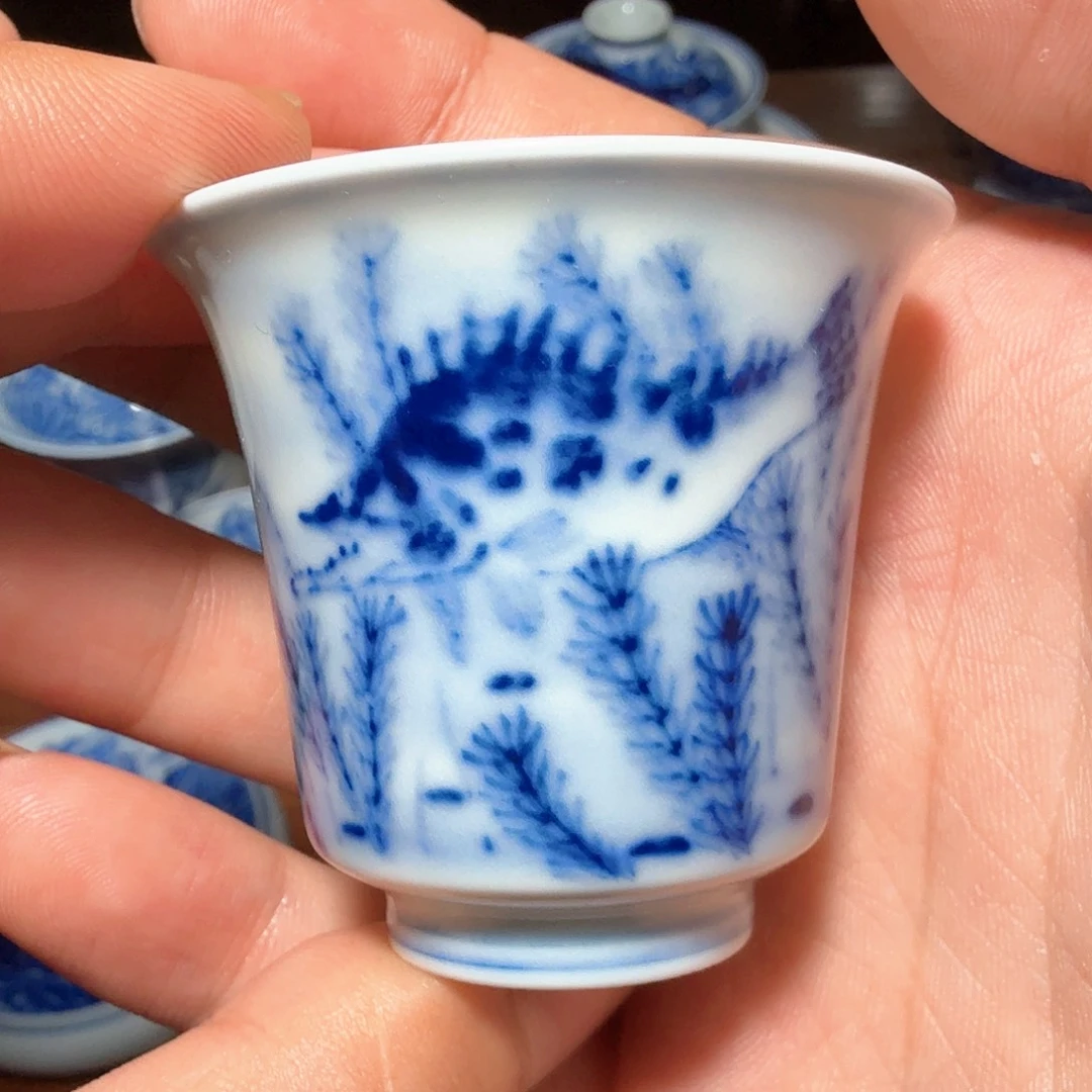 釉下青花柴窑单杯