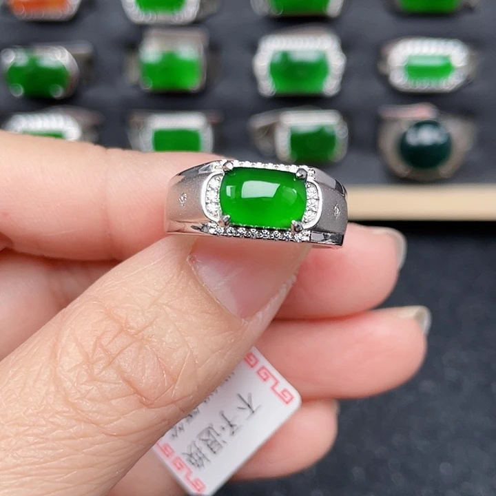 翡翠戒指银S925镶嵌编号2662没运费险