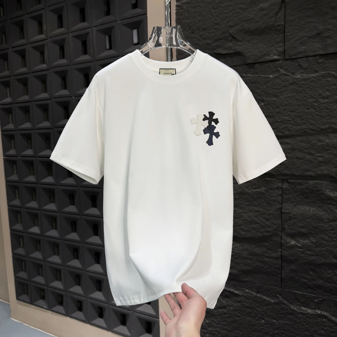 A18237-2025夏季新款百搭刺绣轻奢T恤男士短袖