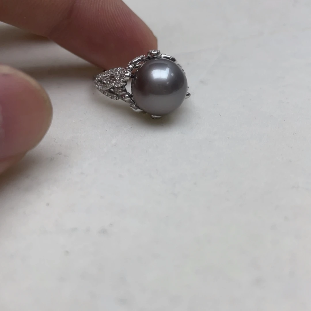 戒指海水珍珠银S925镶嵌
