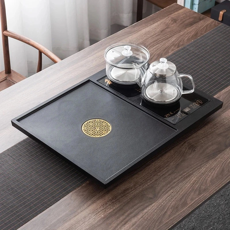 茶盘家用简约长方形干泡高档泡茶台轻奢小型两用排水式合成石茶台