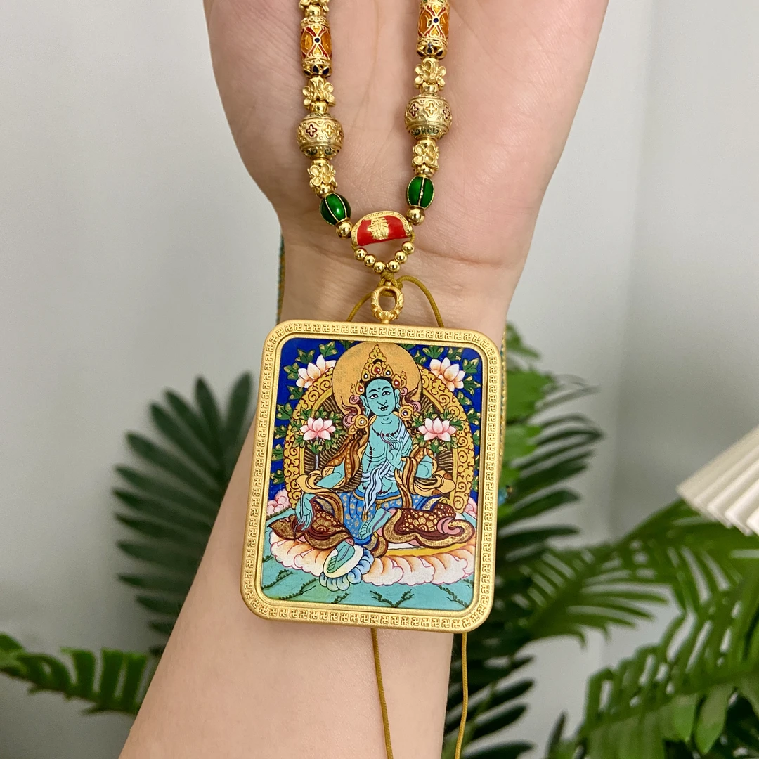 【绿DM】热贡画师手绘款原创设计款项链挂脖毛衣链