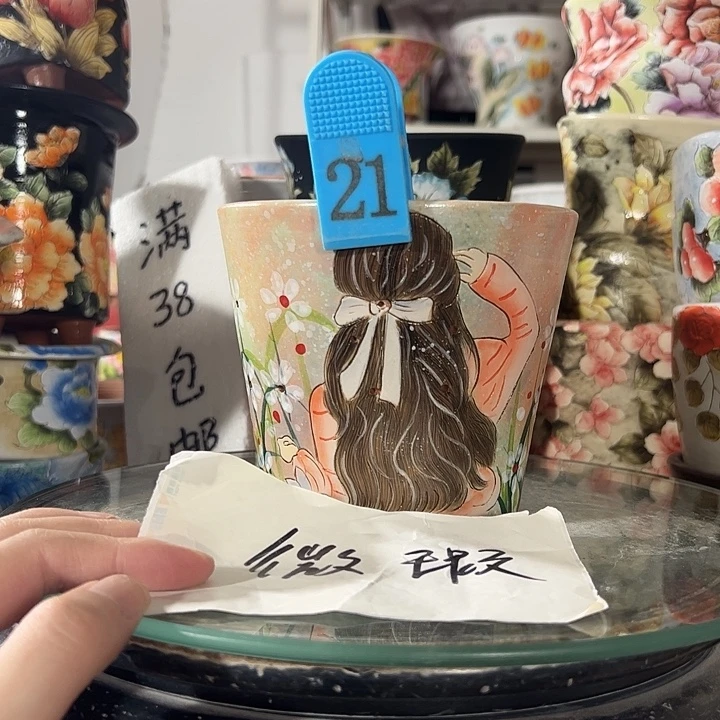 景德镇幸运花盆手绘韩式花盆