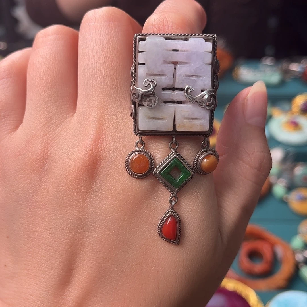 翡翠银S925镶嵌戒指