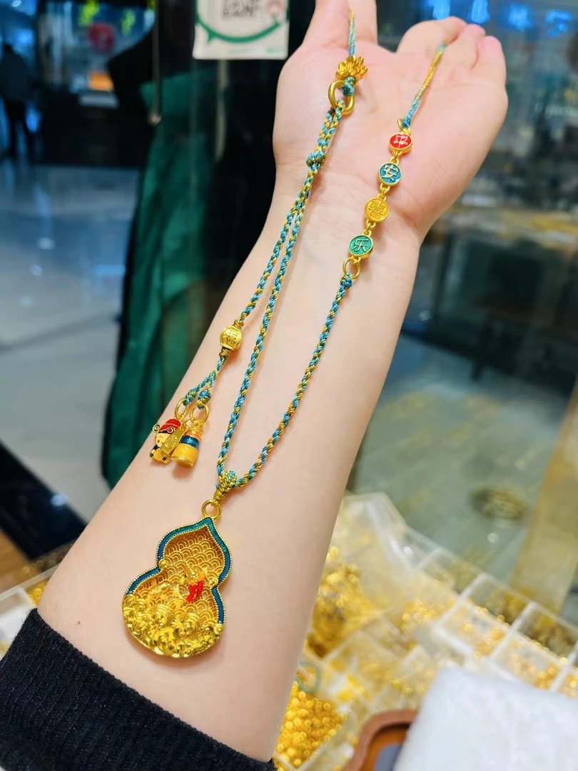 合金吊坠 古法珐琅彩葫芦鲤鱼镂空吊坠挂坠女款项链挂件毛衣链
