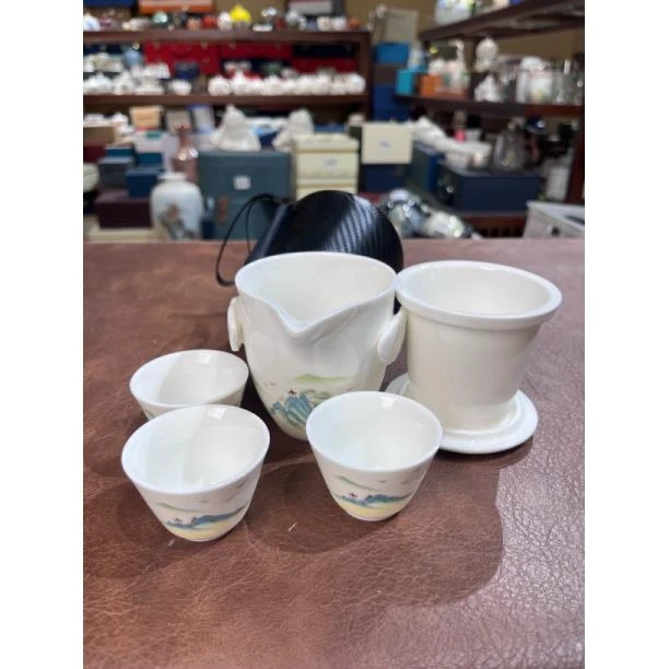 352独坐敬亭山一壶三杯旅行茶具“众鸟高飞尽，孤云独去闲”
