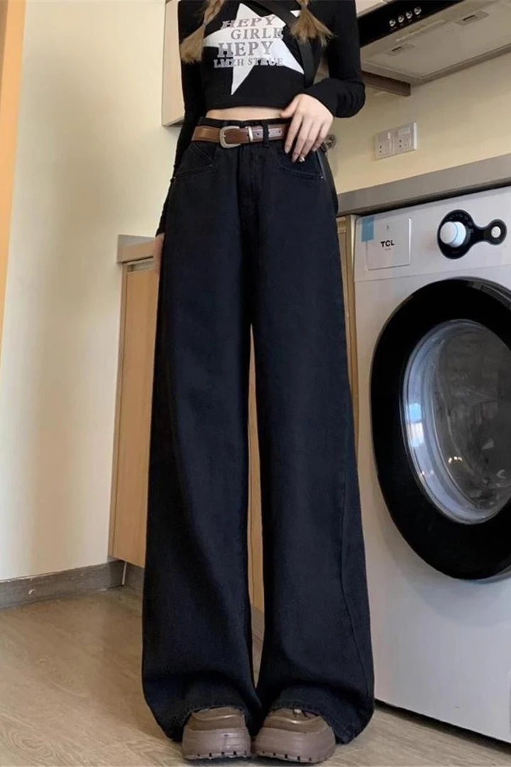 微瑕疵阔腿牛仔裤显瘦高级复古裤子直筒裤（51-100)