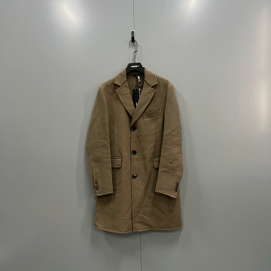 99新 Hermes/爱马仕 (ll) 大象灰羊毛大衣 48码/103441