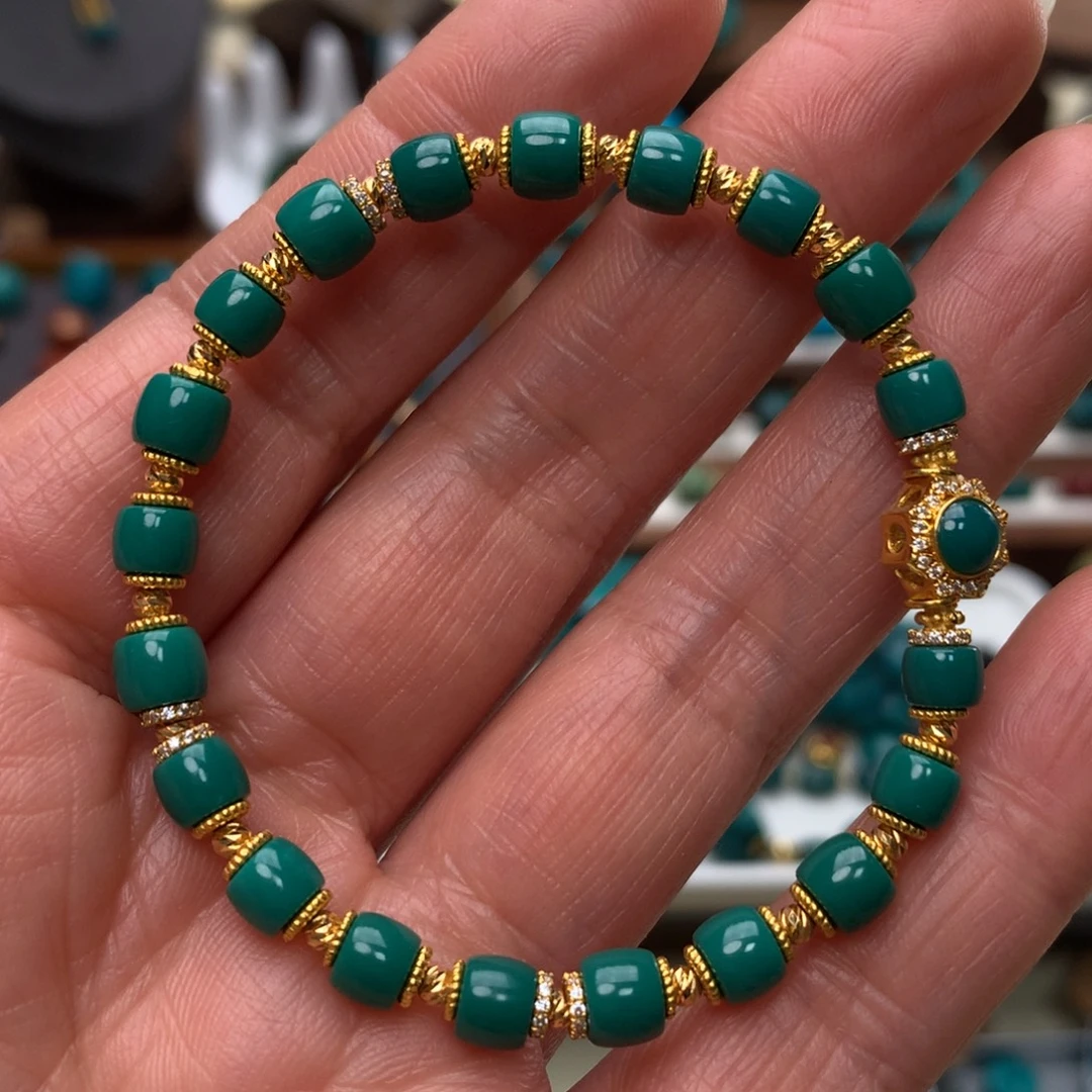 绿松石18K金镶嵌手串