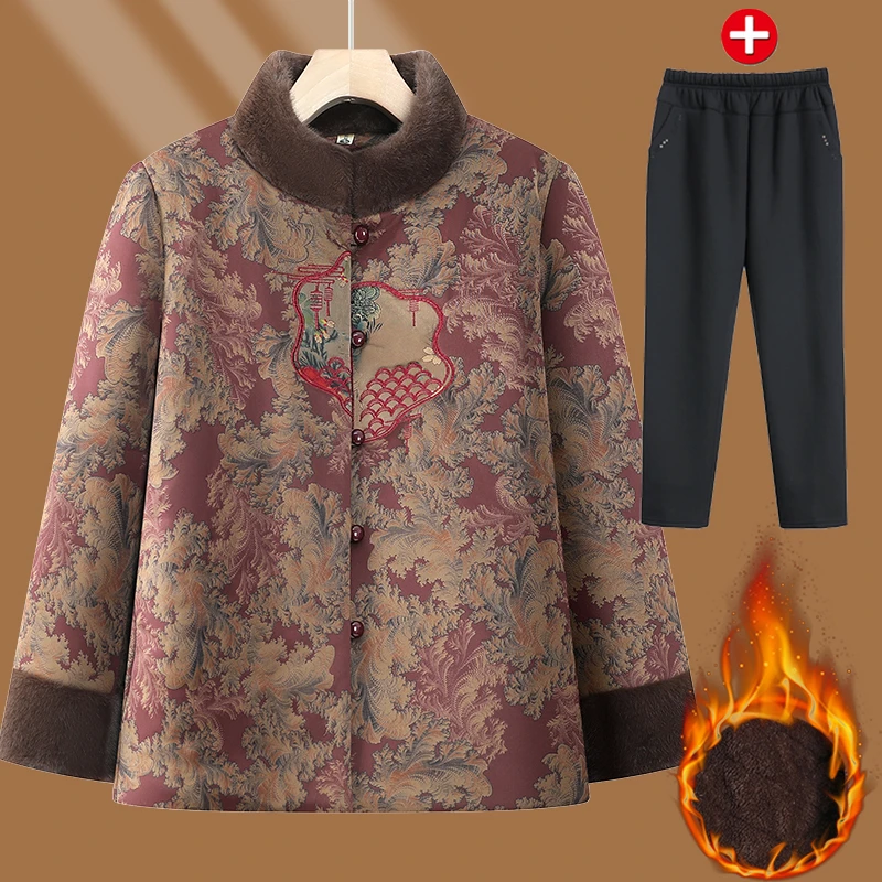 奶奶冬装棉衣女老年人2024新款棉服女妈妈装国风棉袄加绒加厚唐装