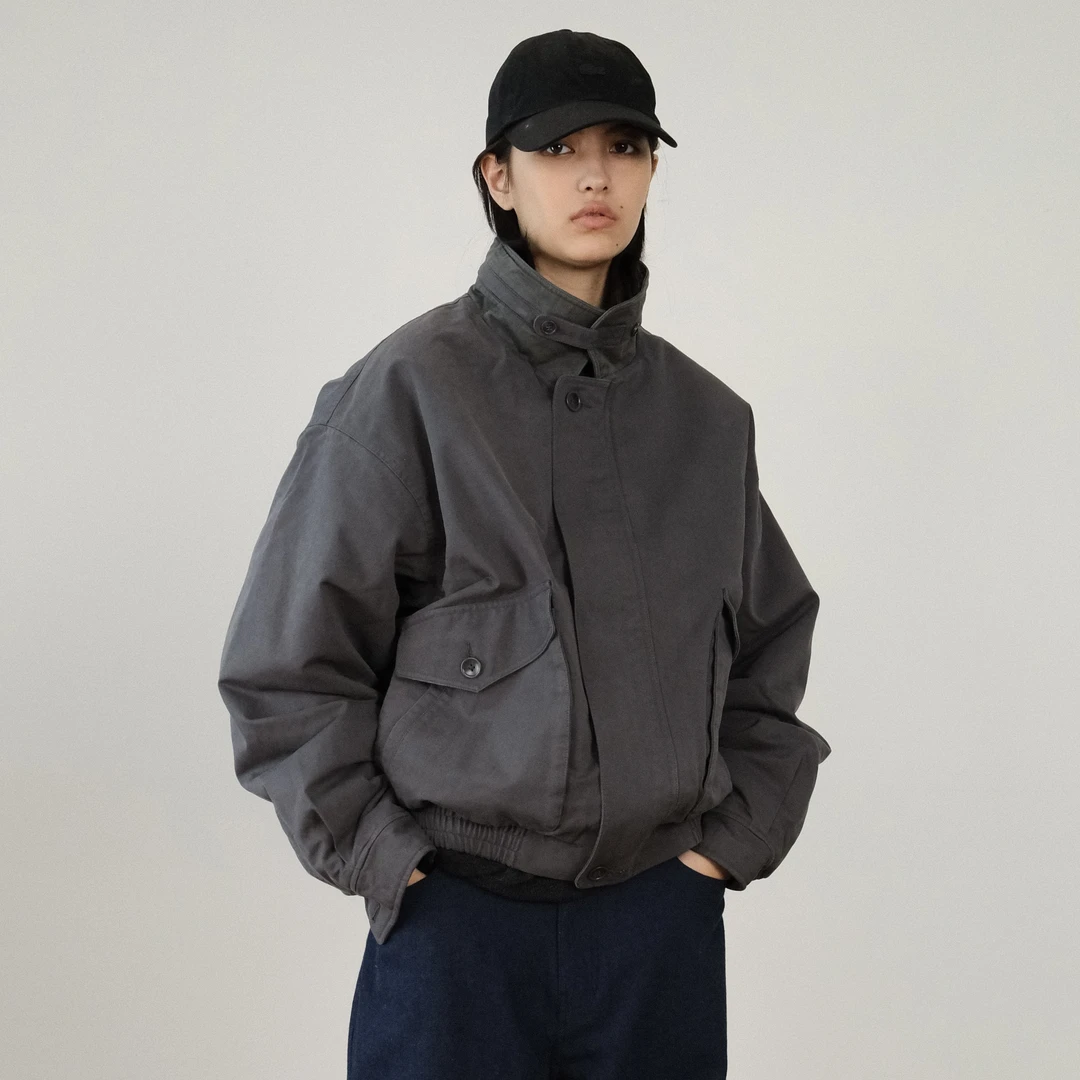 huntingold加厚防风复古boxy立领底特律工装夹克巴恩风棉服 宽松