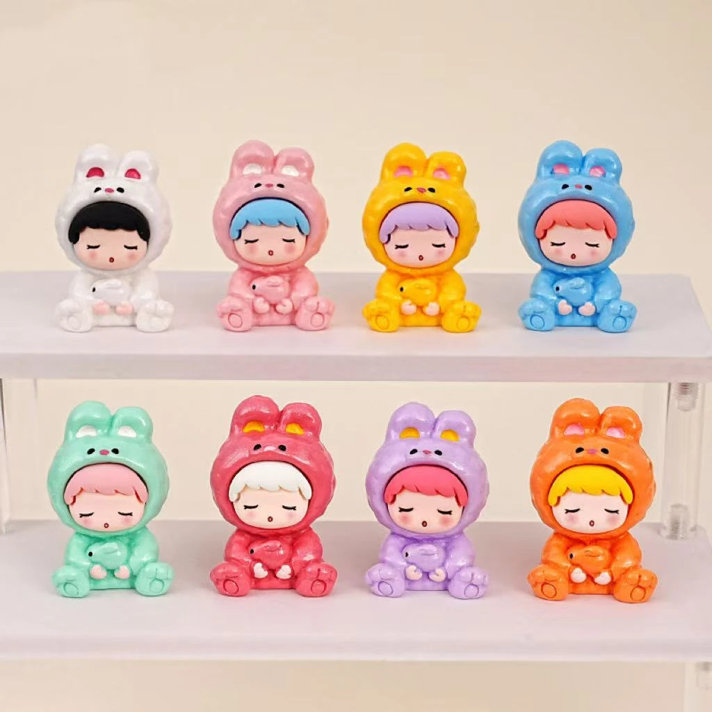 【九宫格】实色抱抱兔树脂饰品桌面摆件礼物可爱治愈系