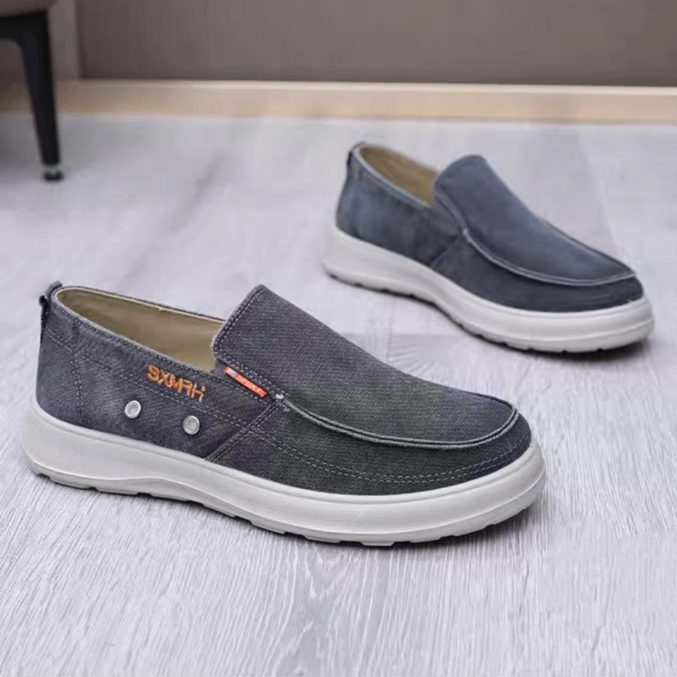 一脚蹬休闲透气防臭男士帆布鞋单鞋爸爸鞋轻便舒适防滑春夏工作鞋