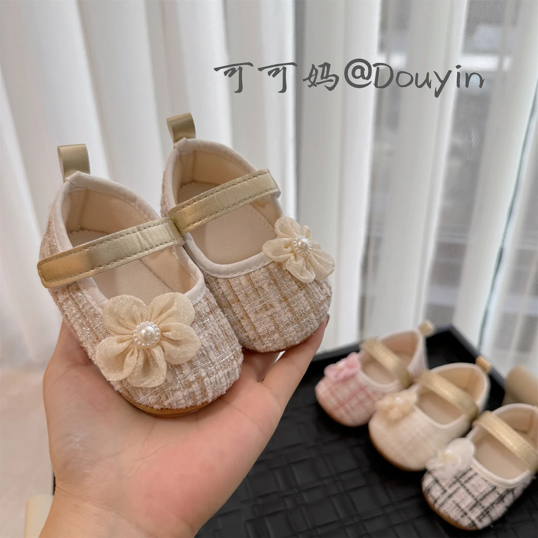 新款春秋婴儿公主鞋0-1岁3-6-12月小香风女宝宝鞋软底透气学步鞋