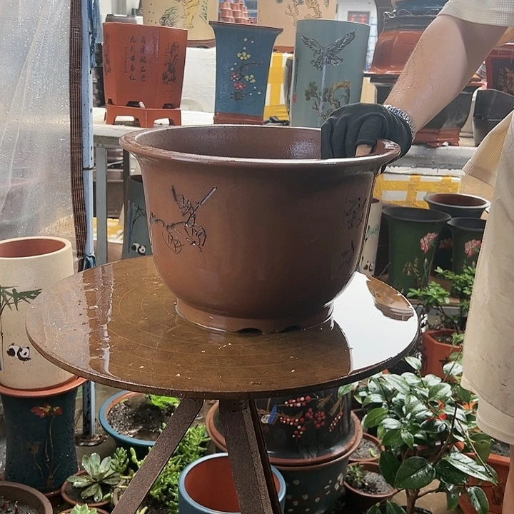 宜兴紫砂花盆30平角金钟