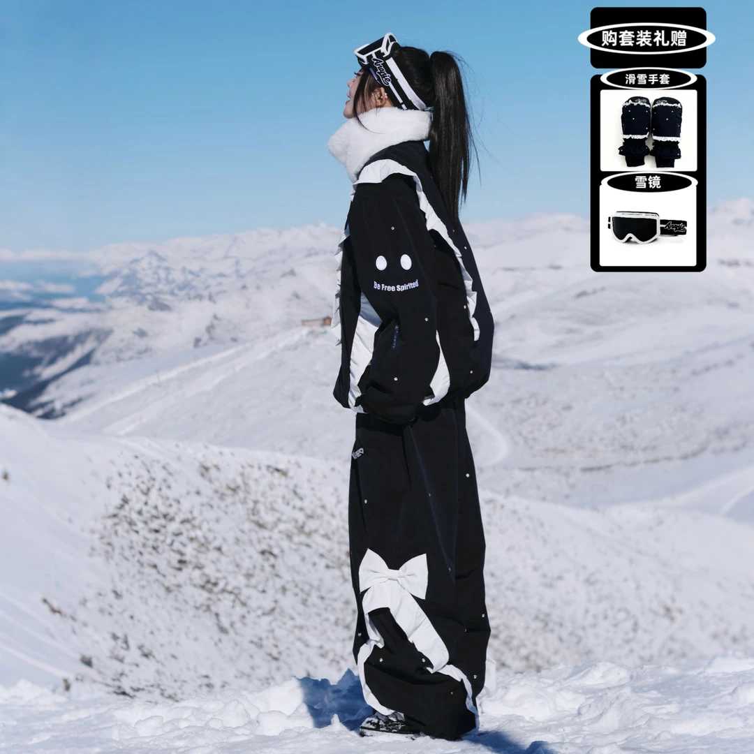 ANANIE新品【银河星钻】钉钻滑雪服套装防风防水加绒3L全压胶女款