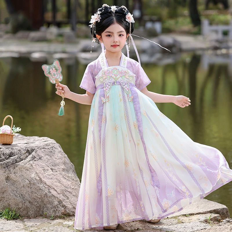 新款2025汉服女童秋款超仙连衣裙夏装唐装裙子古风儿童古装裙夏季