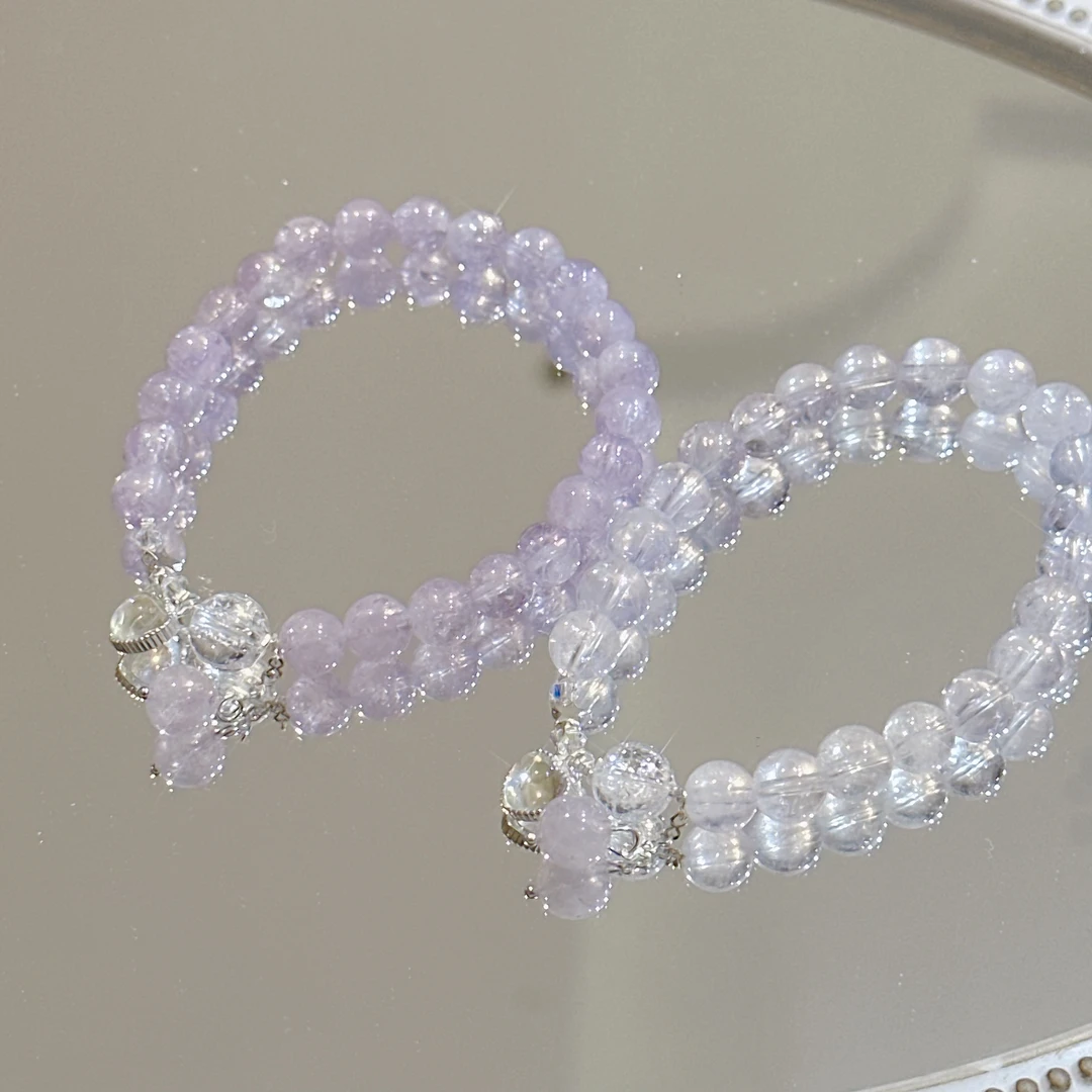 SG1855-［紫色幻彩爱心］紫玉晶流苏手串均有瑕多样发