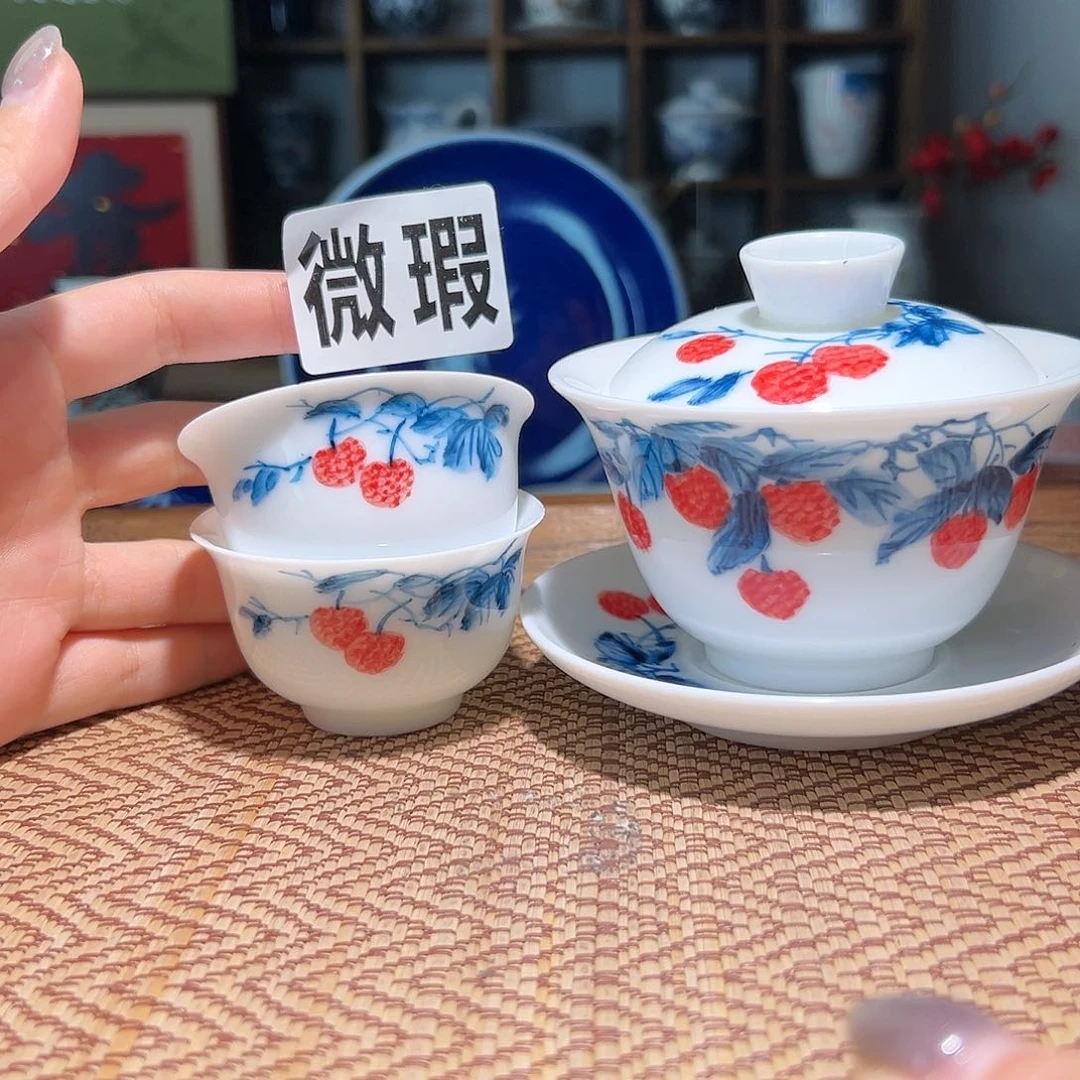 【闪购商品】微瑕 手绘 盖碗