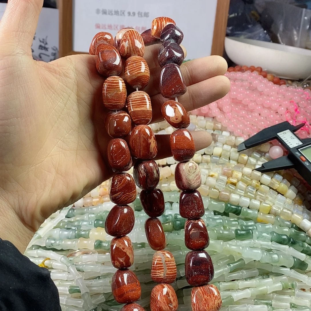 玛瑙/玉髓珠宝半成品合金一条天然大红石A121