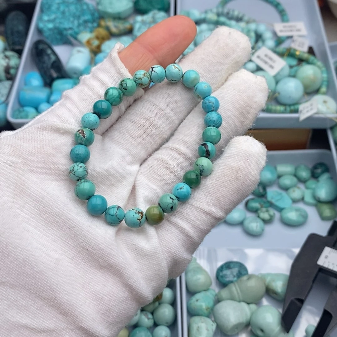 未镶嵌绿松石卡6+圆珠手串