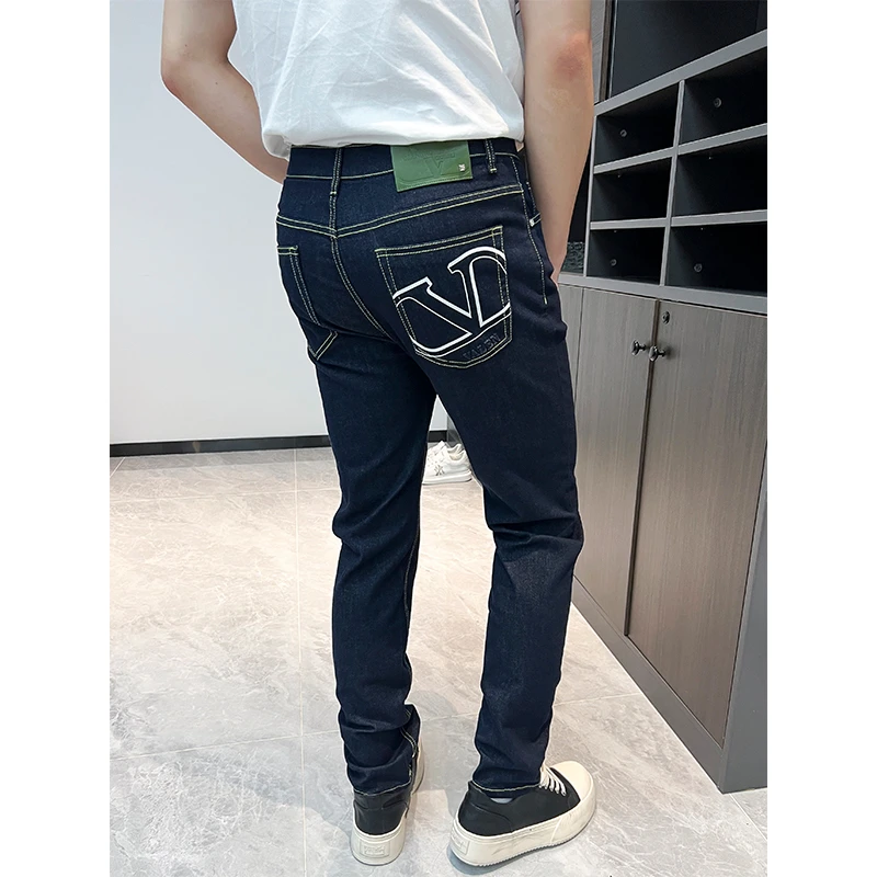 2025奢侈春季薄款高端欧货洗水牛仔裤男男款宽松弹力九分牛仔裤