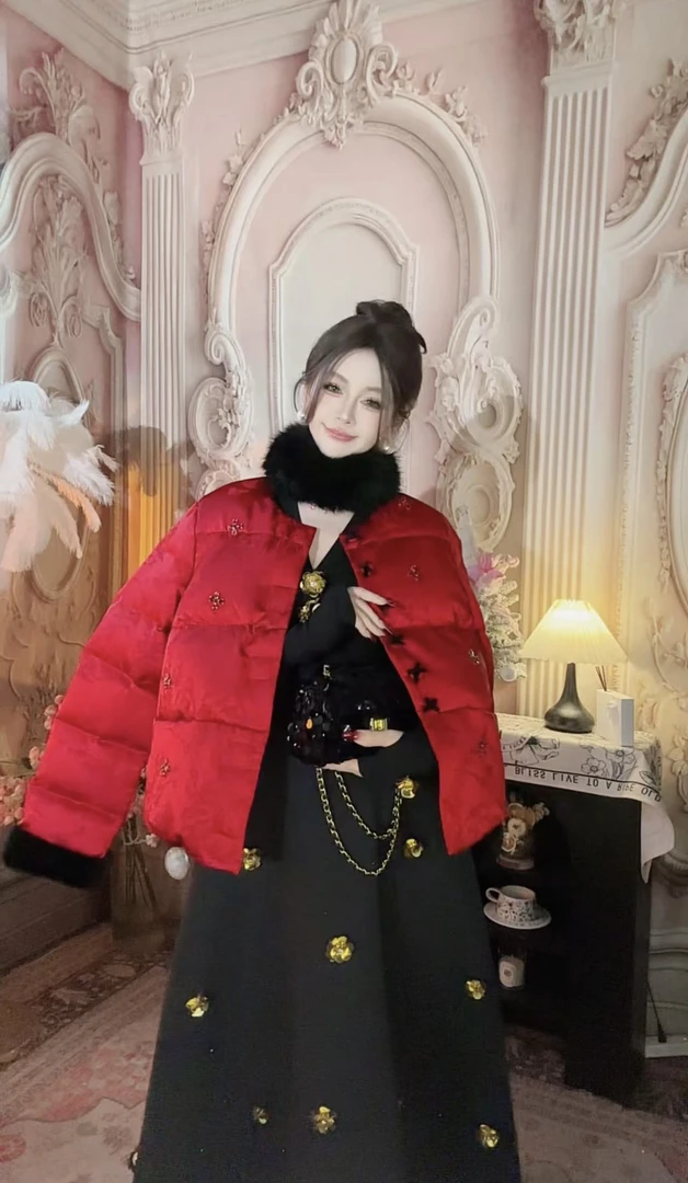 【崔】门庭显赫 W0169 新中式保暖外套女拼接磁吸扣秋冬时尚加厚