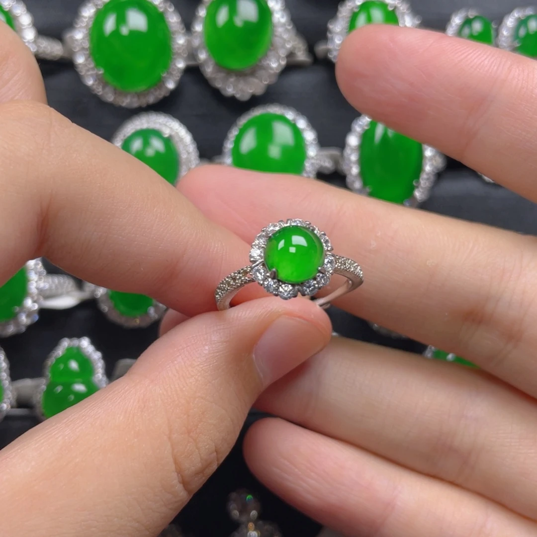 翡翠银S925镶嵌戒指