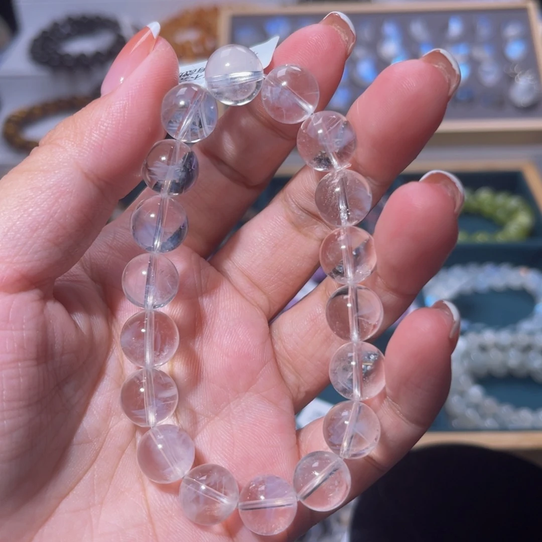 水晶手链未镶嵌一****甜蓝针水晶手链11mm