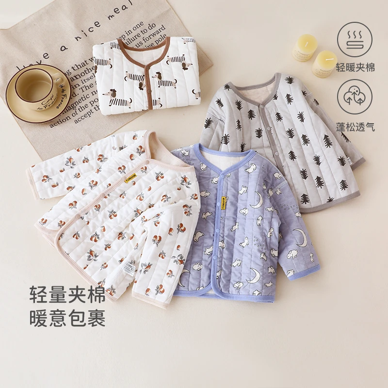 薄款短款圆领韩版欧美风棉袄棉服童装新生儿婴儿长袖秋款开衫外套