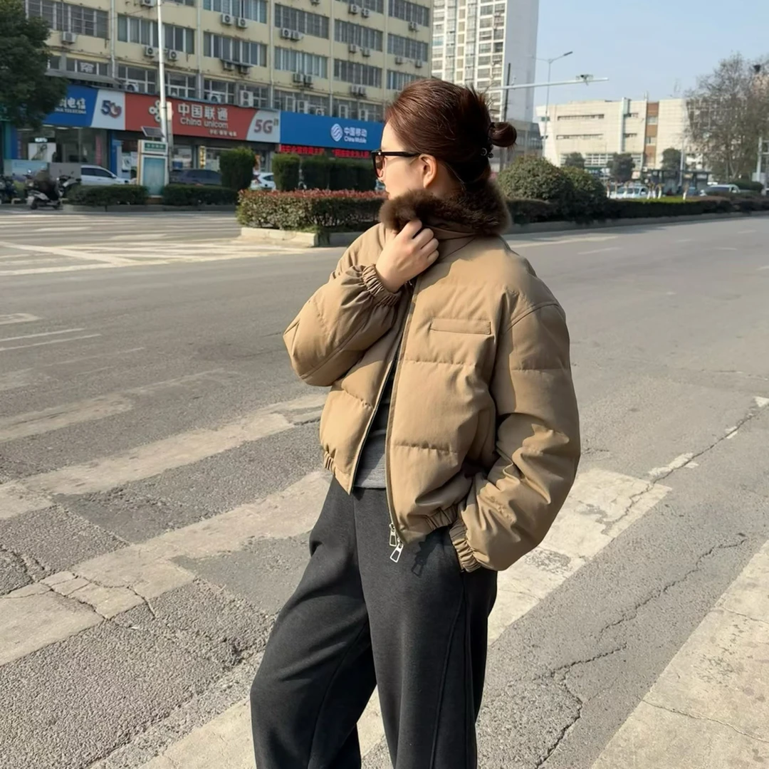 冬季新品（羊毛领鹅绒）毛领短款鹅绒服