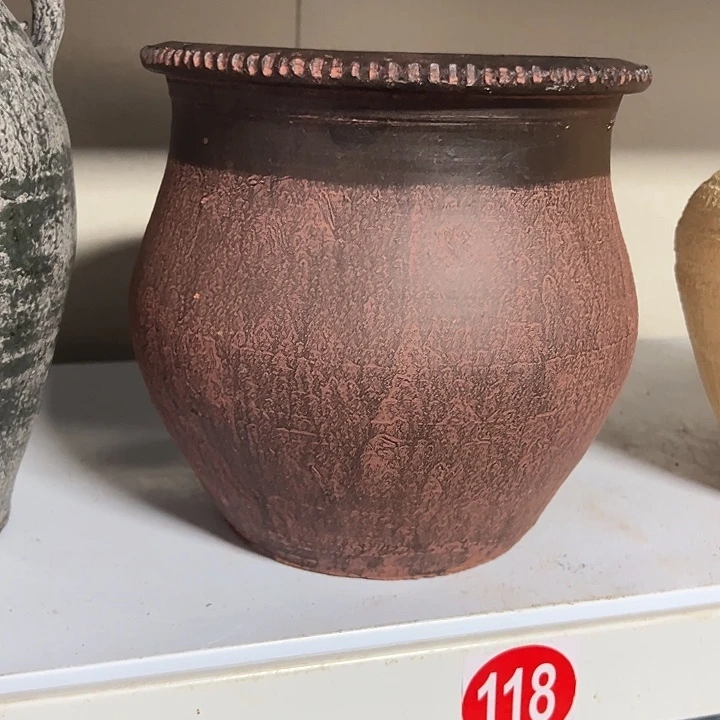 粗陶盆有孔高21口20