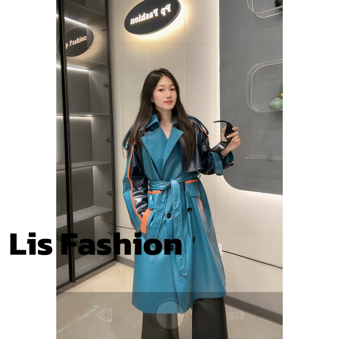 Liss-25新款2808长风衣秋冬女士时尚搭配羊皮外套