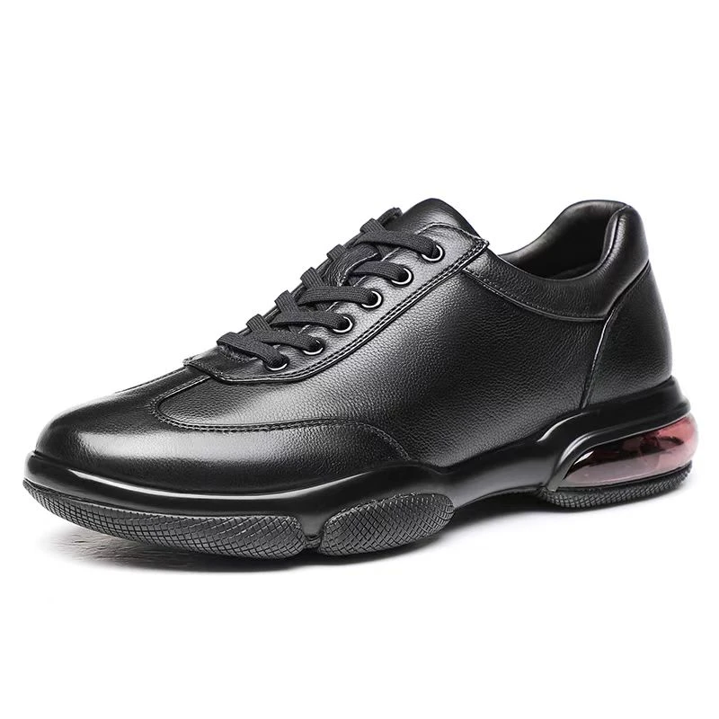 新款系带低帮时尚休闲气垫软底男鞋透气百搭单鞋防滑胎牛皮