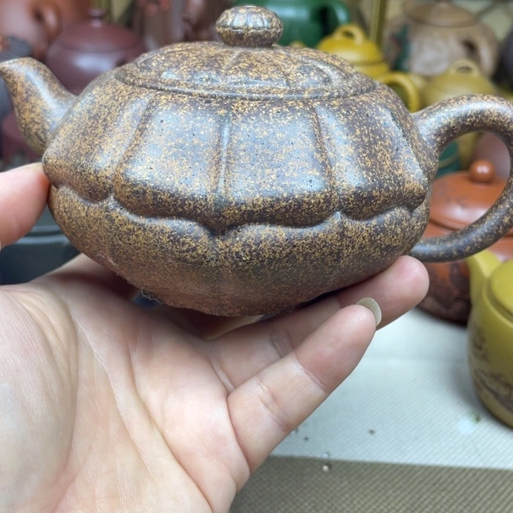 茶壶紫砂紫砂壶老段泥柴烧筋纹合欢300cc微微瑕